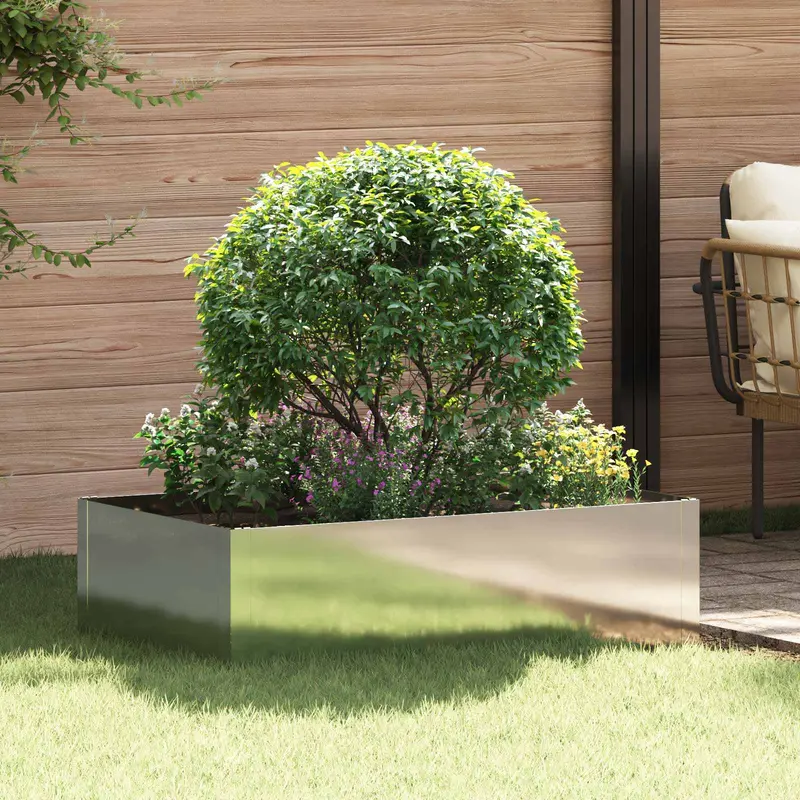 Vidaxl gazonrand 100 x 60 x 35 cm staal zilverkleurig