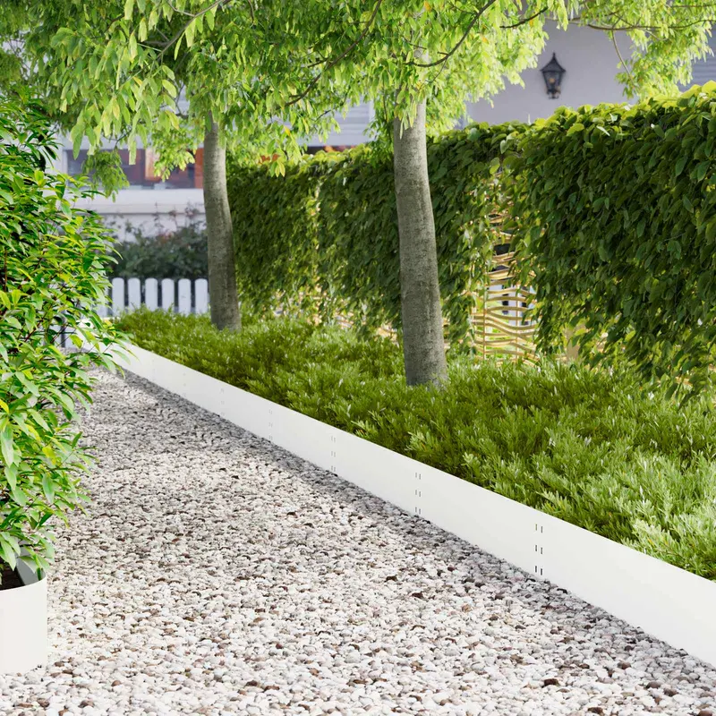 Vidaxl gazonrand 30 st 100 x 25 cm staal wit