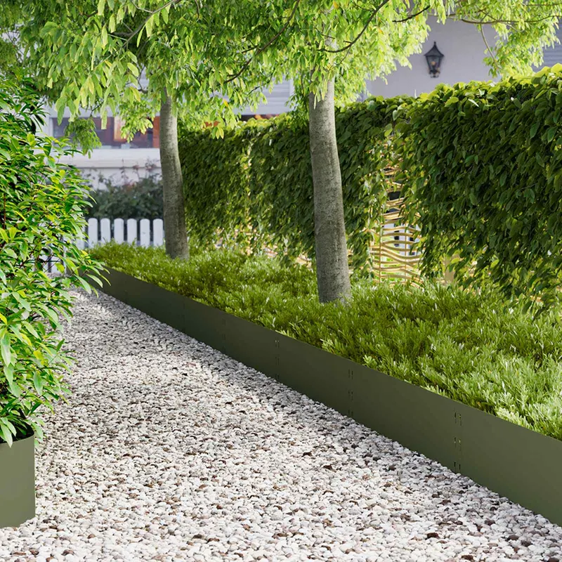 Vidaxl gazonrand 30 st 100 x 30 cm staal olijfgroen