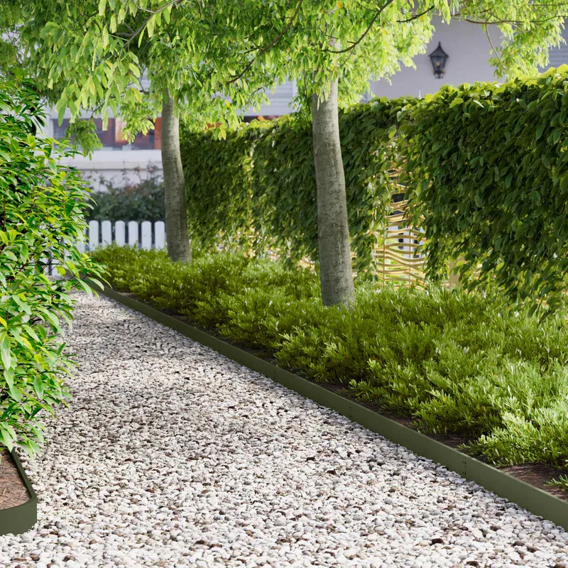 Vidaxl gazonrand 30 st 103 x 10 cm staal olijfgroen