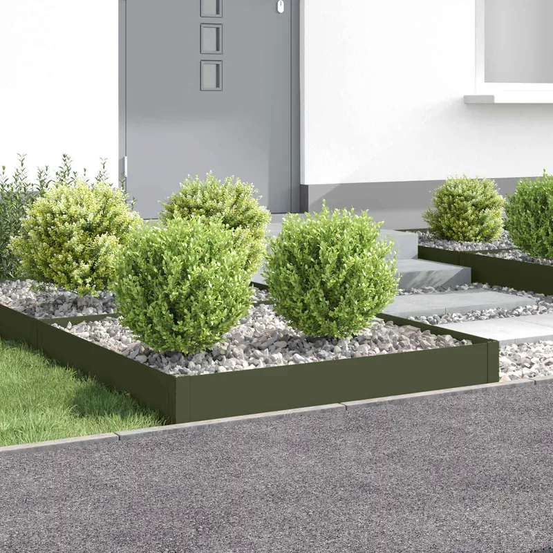 Vidaxl gazonrand 4 st 100 x 100 x 20 cm staal olijfgroen