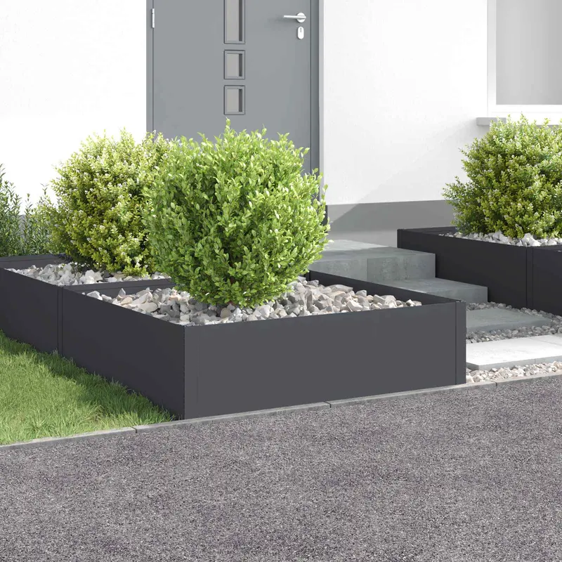 Vidaxl gazonrand 4 st 100 x 100 x 35 cm staal antracietkleurig