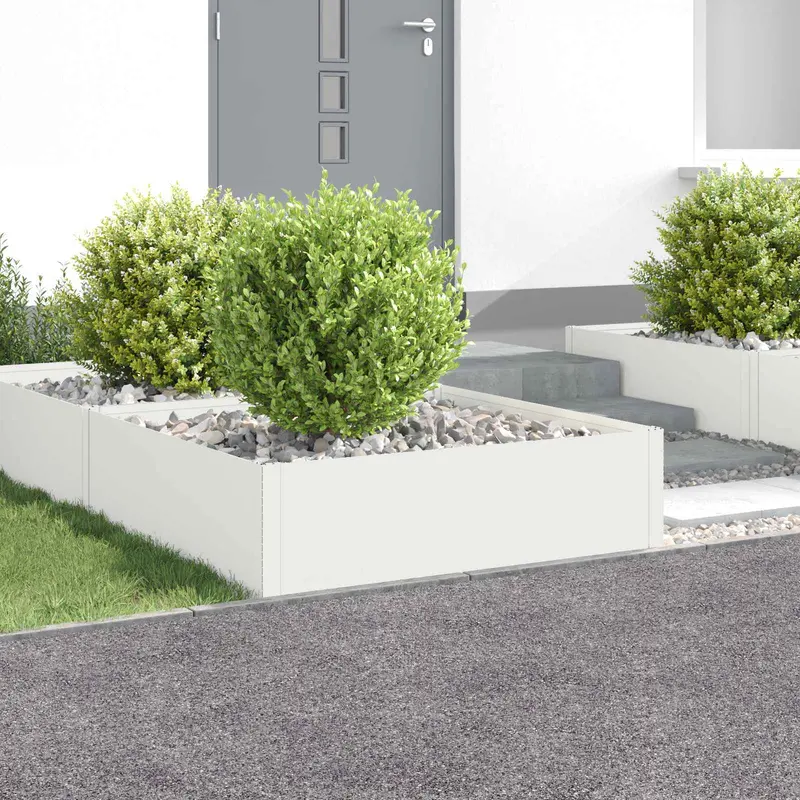 Vidaxl gazonrand 4 st 100 x 100 x 35 cm staal wit