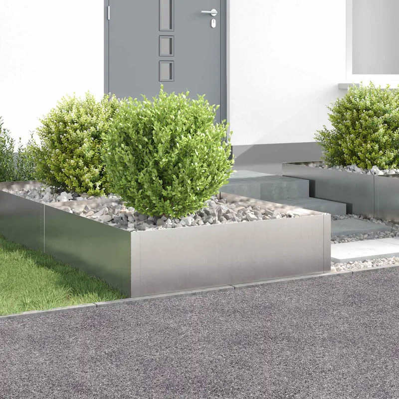 Vidaxl gazonrand 4 st 100 x 100 x 35 cm staal zilverkleurig