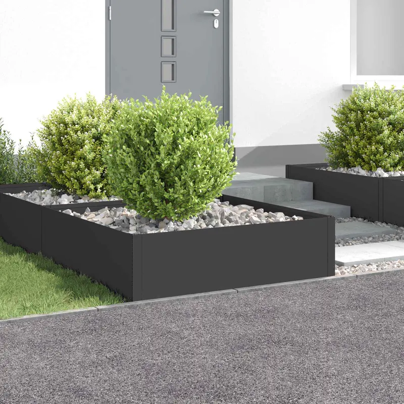 Vidaxl gazonrand 4 st 100 x 100 x 35 cm staal zwart