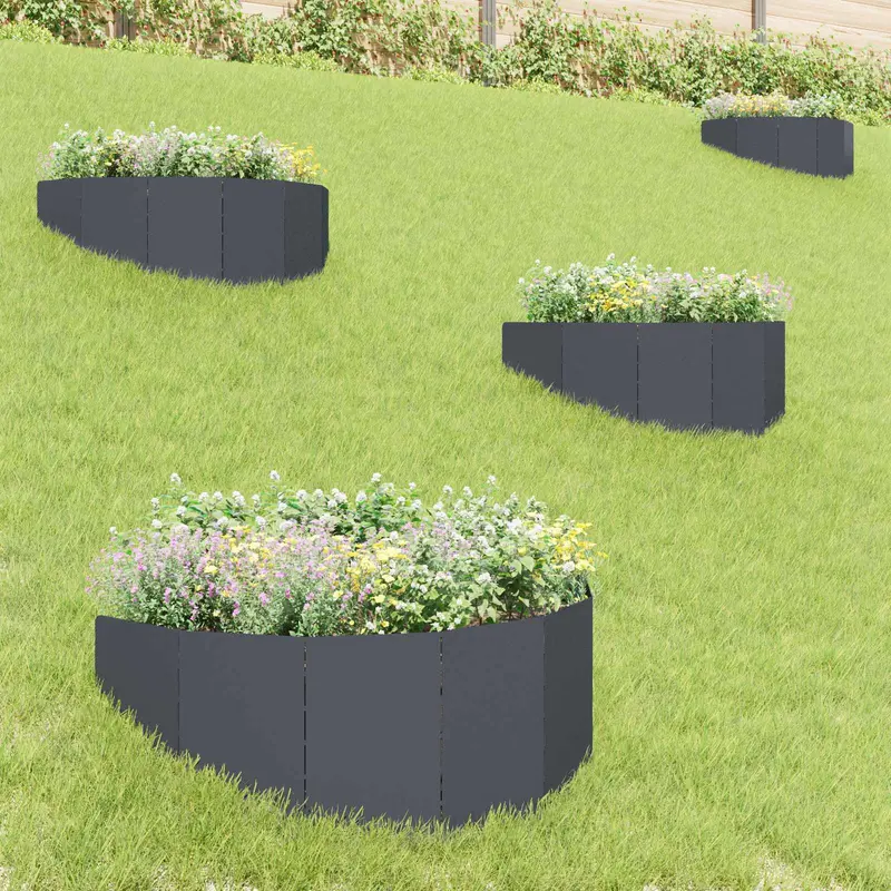 Vidaxl gazonrand 4 st 100 x 45 cm staal antracietkleurig