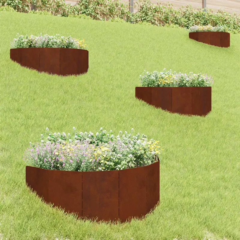 Vidaxl gazonrand 4 st 100 x 45 cm staal roestig