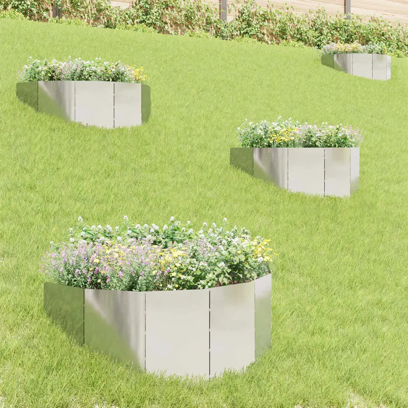 Vidaxl gazonrand 4 st 100 x 45 cm staal zilverkleurig