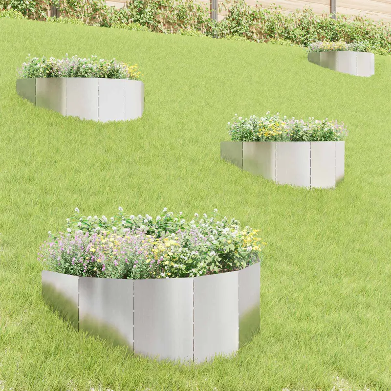 Vidaxl gazonrand 4 st 100 x 45 cm staal zilverkleurig