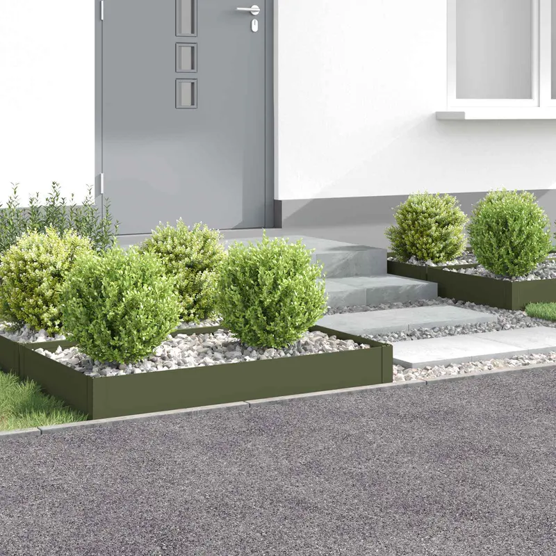 Vidaxl gazonrand 4 st 100 x 60 x 20 cm staal olijfgroen