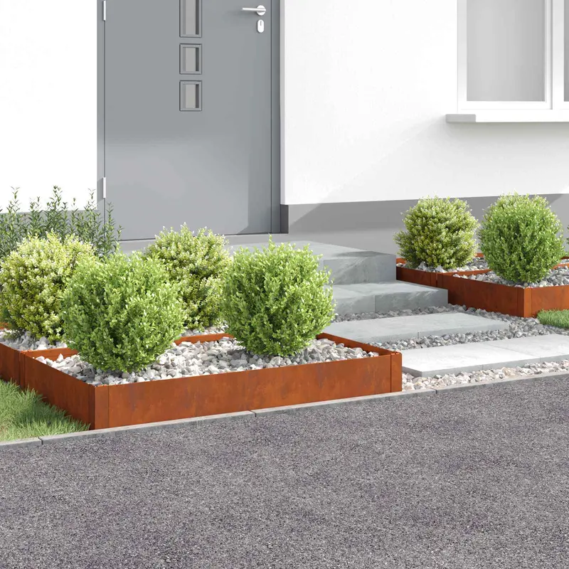 Vidaxl gazonrand 4 st 100 x 60 x 20 cm staal roestig