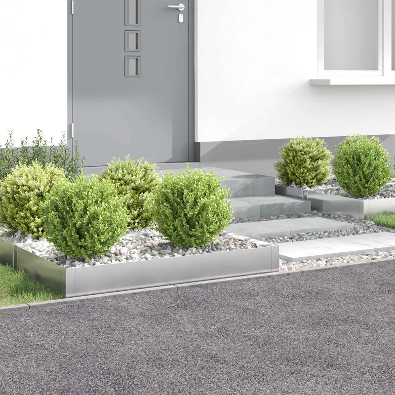 Vidaxl gazonrand 4 st 100 x 60 x 20 cm staal zilverkleurig