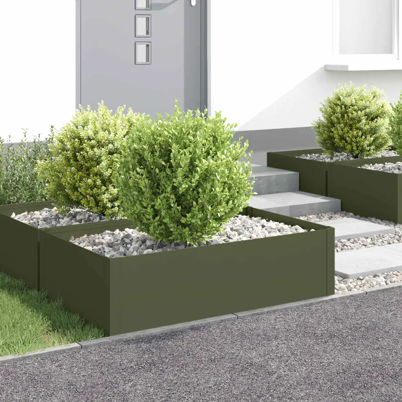 Vidaxl gazonrand 4 st 100 x 60 x 35 cm staal olijfgroen