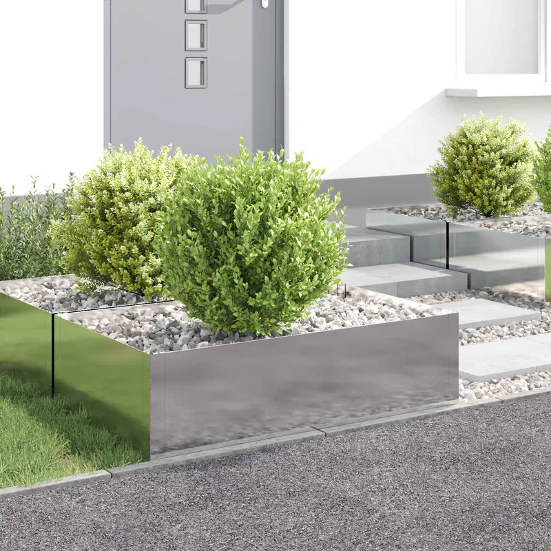 Vidaxl gazonrand 4 st 100 x 60 x 35 cm staal zilverkleurig