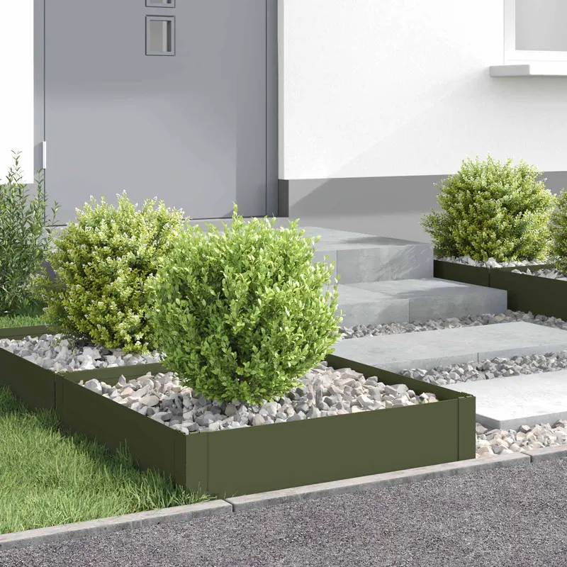 Vidaxl gazonrand 4 st 60 x 60 x 20 cm staal olijfgroen
