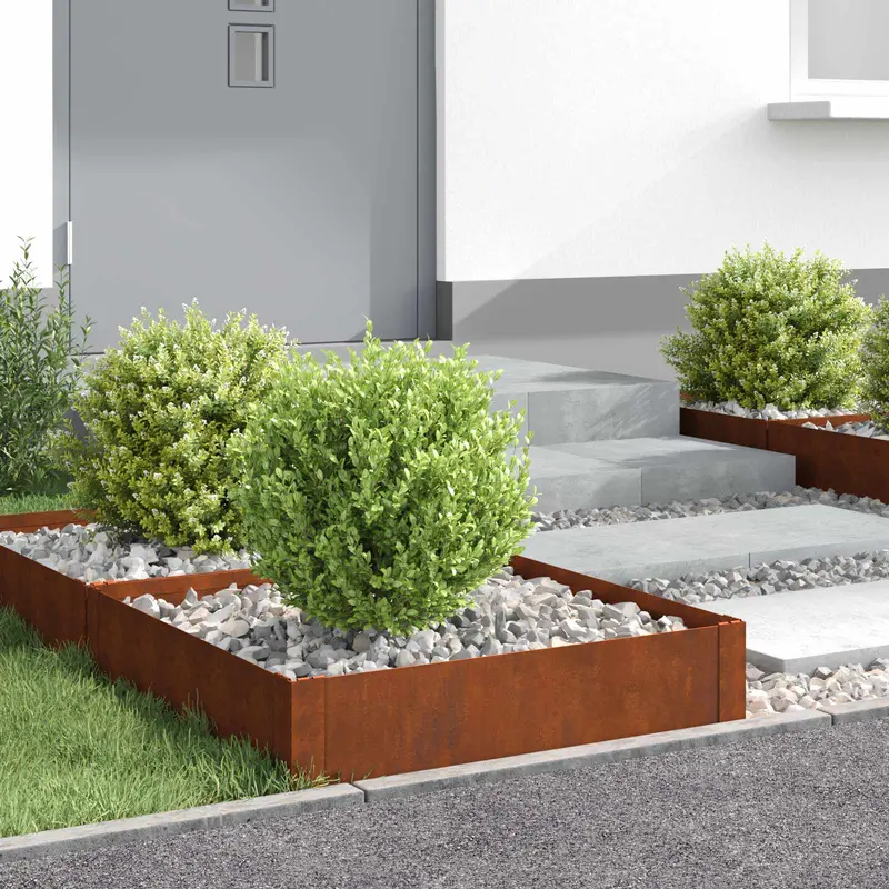 Vidaxl gazonrand 4 st 60 x 60 x 20 cm staal roestig