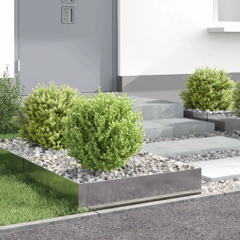 Vidaxl gazonrand 4 st 60 x 60 x 20 cm staal zilverkleurig