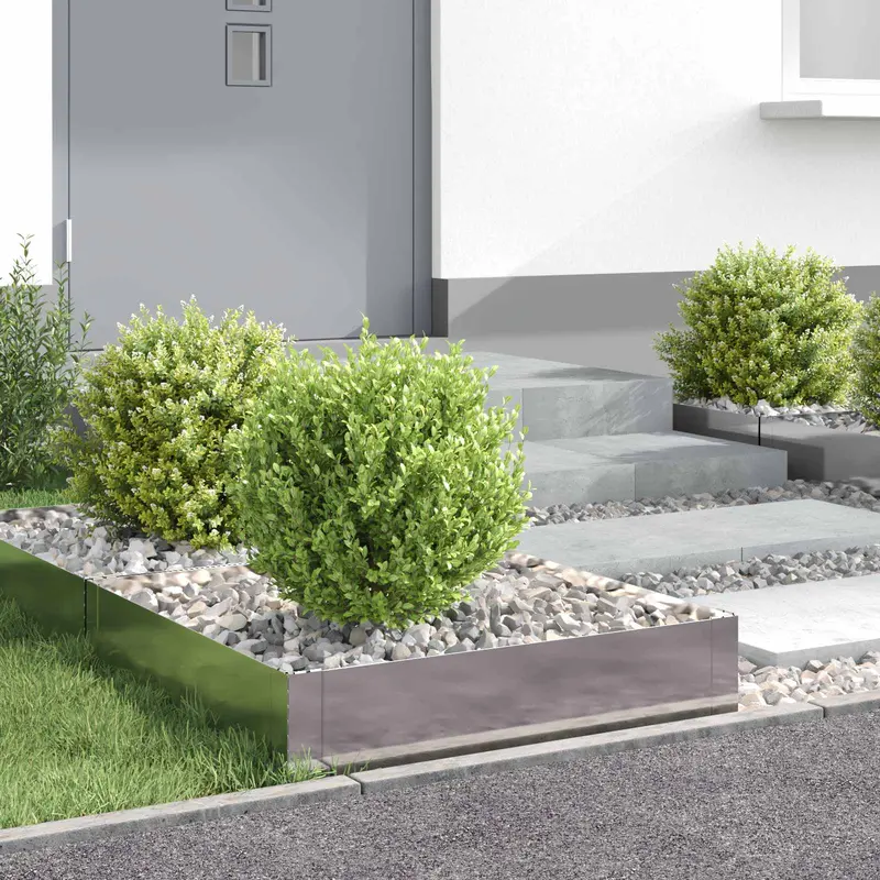 Vidaxl gazonrand 4 st 60 x 60 x 20 cm staal zilverkleurig