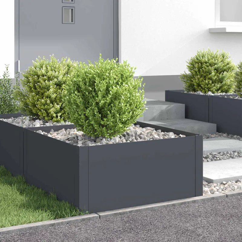 Vidaxl gazonrand 4 st 60 x 60 x 35 cm staal antracietkleurig