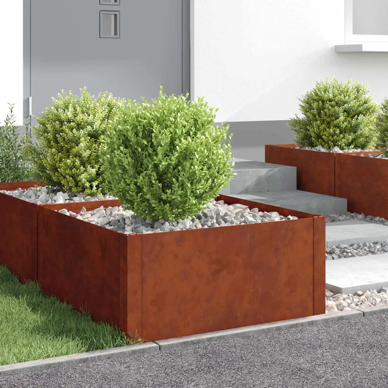 Vidaxl gazonrand 4 st 60 x 60 x 35 cm staal roestig
