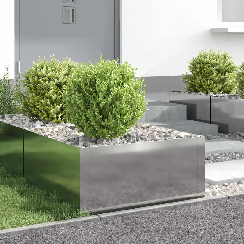 Vidaxl gazonrand 4 st 60 x 60 x 35 cm staal zilverkleurig