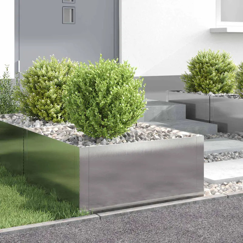 Vidaxl gazonrand 4 st 60 x 60 x 35 cm staal zilverkleurig