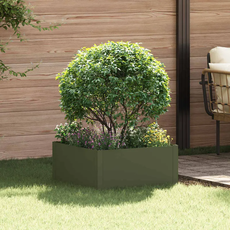Vidaxl gazonrand 60 x 60 x 35 cm staal olijfgroen