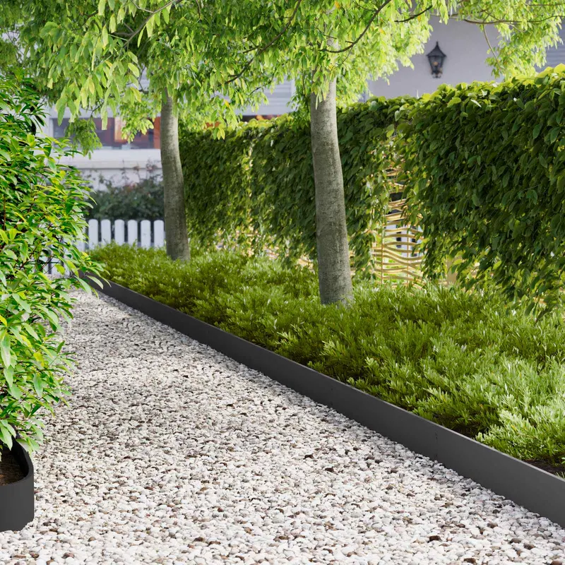 Vidaxl gazonrand met omgebogen bovenkant 10 st 103x15cm staal zwart