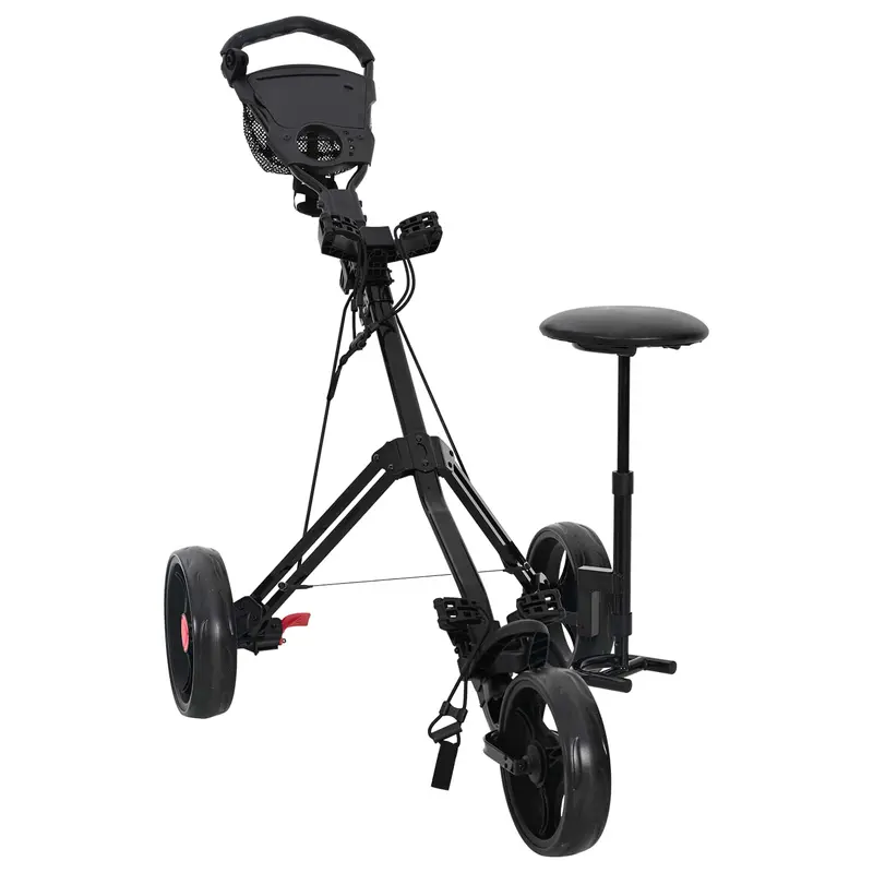 Vidaxl golf trolley met zitplaats zwart 95 x 69 x 114 cm ijzer