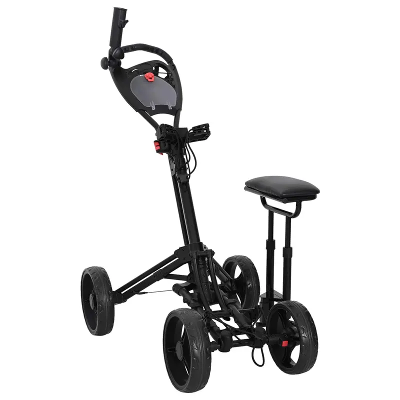 Vidaxl golf trolley met zitplaats zwart aluminium opvouwbaar