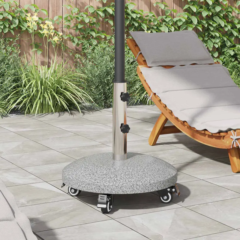 Vidaxl graniet parasolvoet met wielen voor 4-5 cm stok 27.2 kg grijs