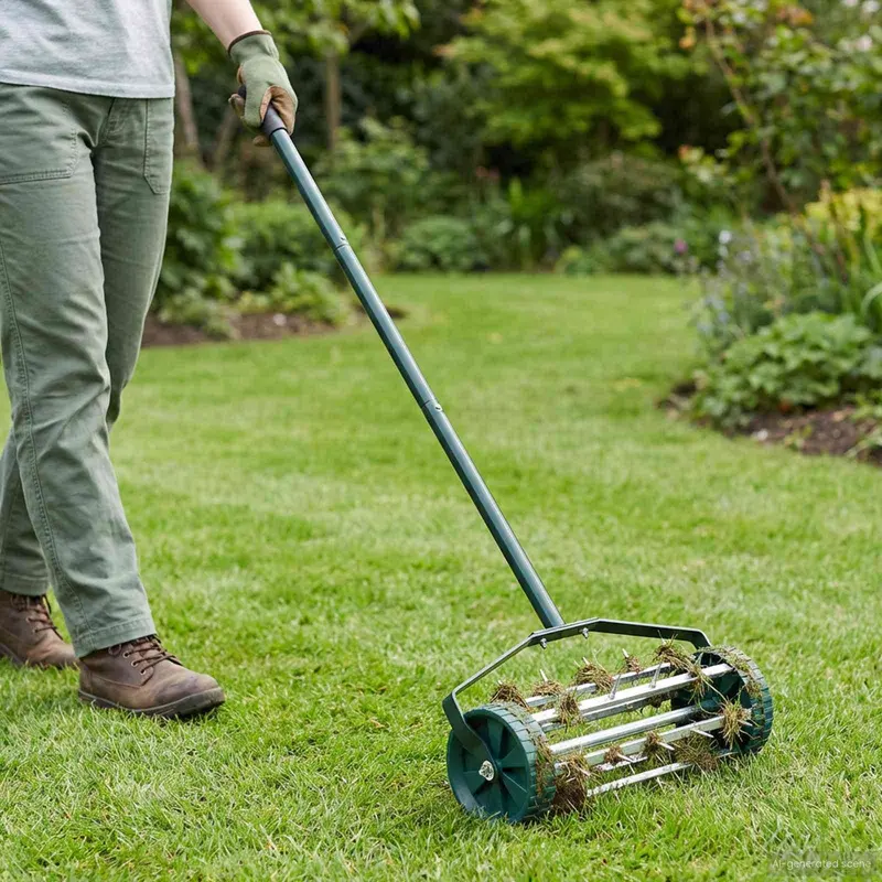 Vidaxl grasroller om te trekken met beluchtingsklemmen groen