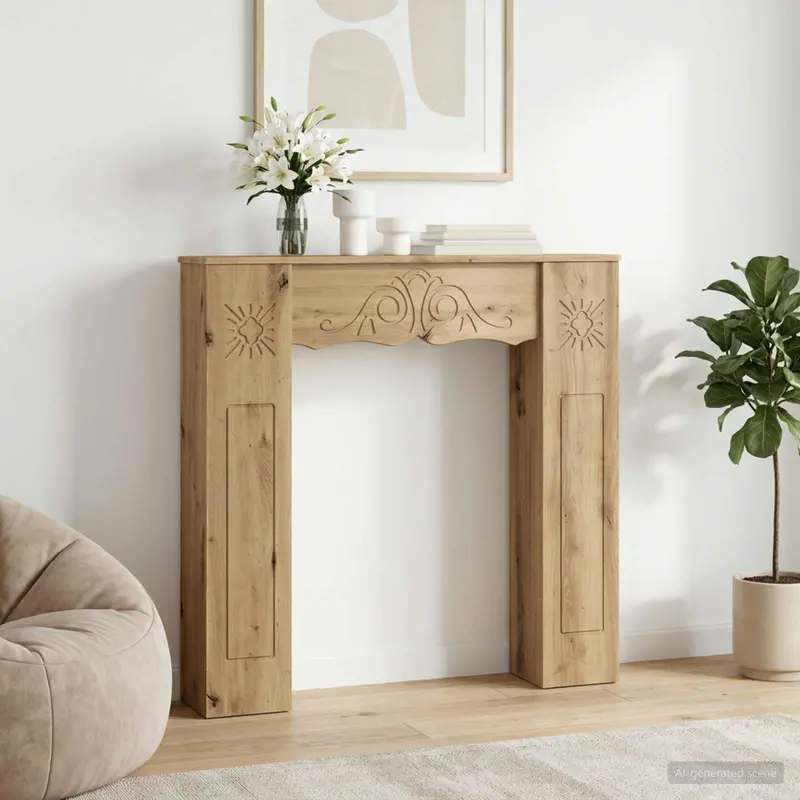 Vidaxl haardomlijsting artisanaal eiken 102 x 20 x 102 cm bewerkt hout