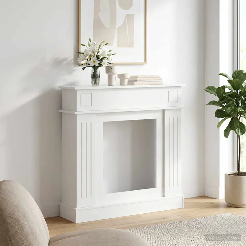 Vidaxl haardomlijsting hoogglans wit 102 x 26 x 100 cm bewerkt hout