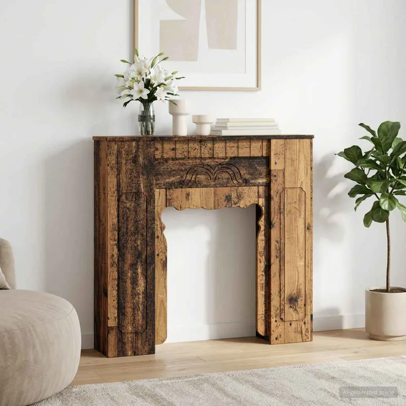 Vidaxl haardomlijsting oud hout 93 x 20 x 89 cm bewerkt hout