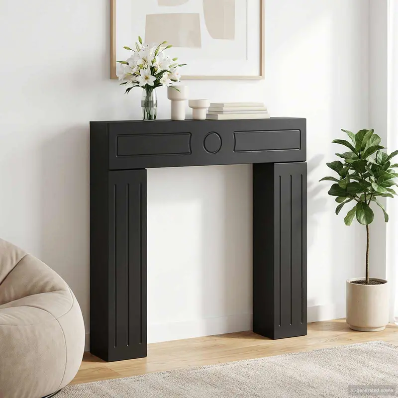 Vidaxl haardomlijsting zwart 102 x 18 x 100,5 cm bewerkt hout
