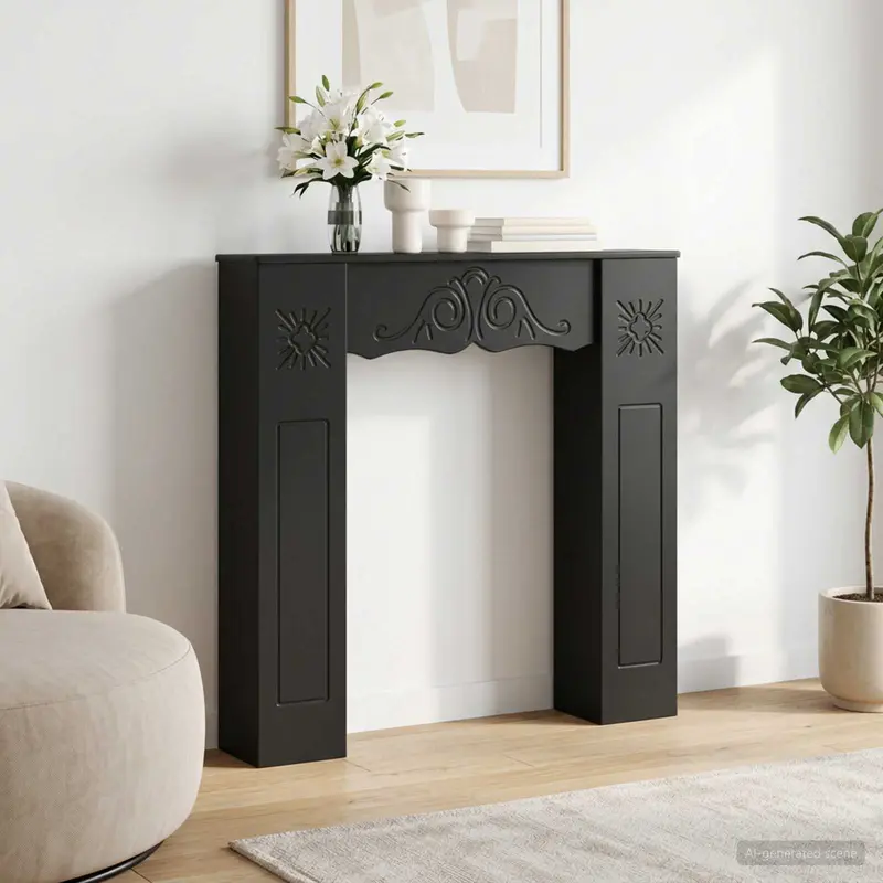 Vidaxl haardomlijsting zwart 102 x 20 x 102 cm bewerkt hout
