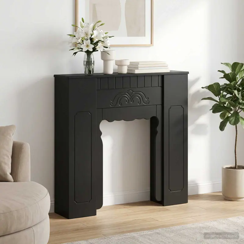 Vidaxl haardomlijsting zwart 93 x 20 x 89 cm bewerkt hout