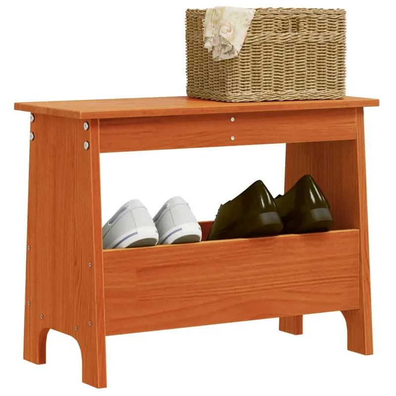 Vidaxl halbankje 60x28x45 cm massief grenenhout wasbruin