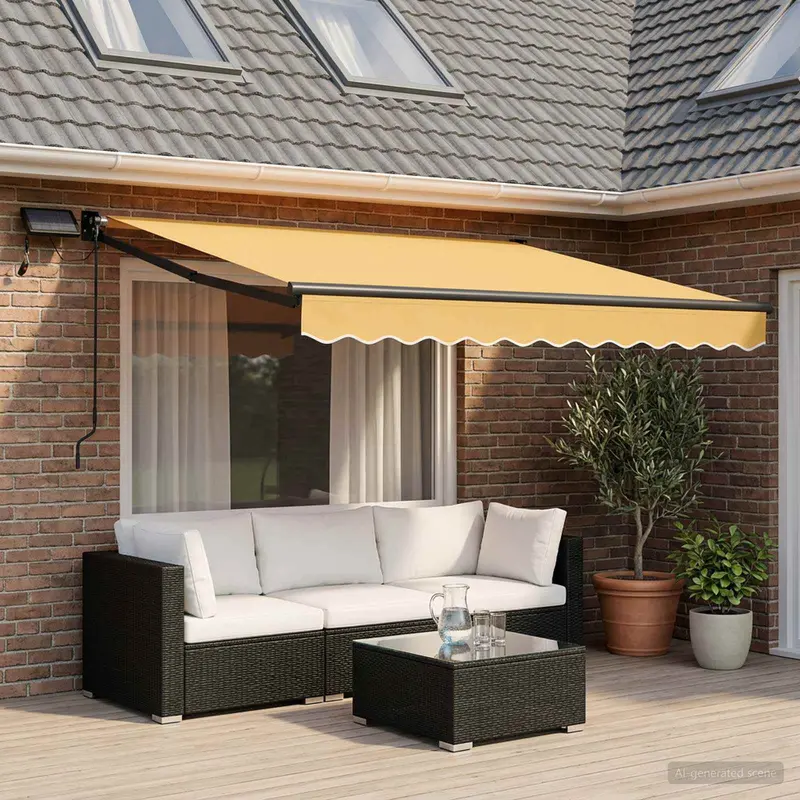 Vidaxl handbediende luifel met led's zand 100% polyester en aluminium