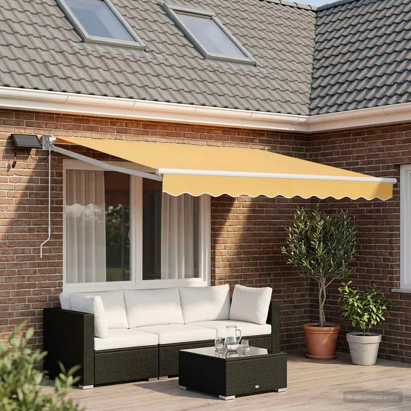 Vidaxl handbediende luifel met led's zand 100% polyester en aluminium