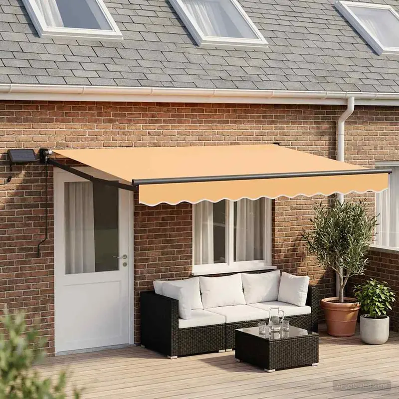 Vidaxl handbediende luifel met led's zand 100% polyester en aluminium