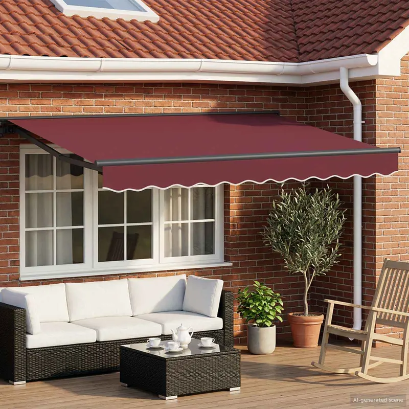 Vidaxl handmatig uitschuifbare luifel bordeauxrood 3 x 2 m