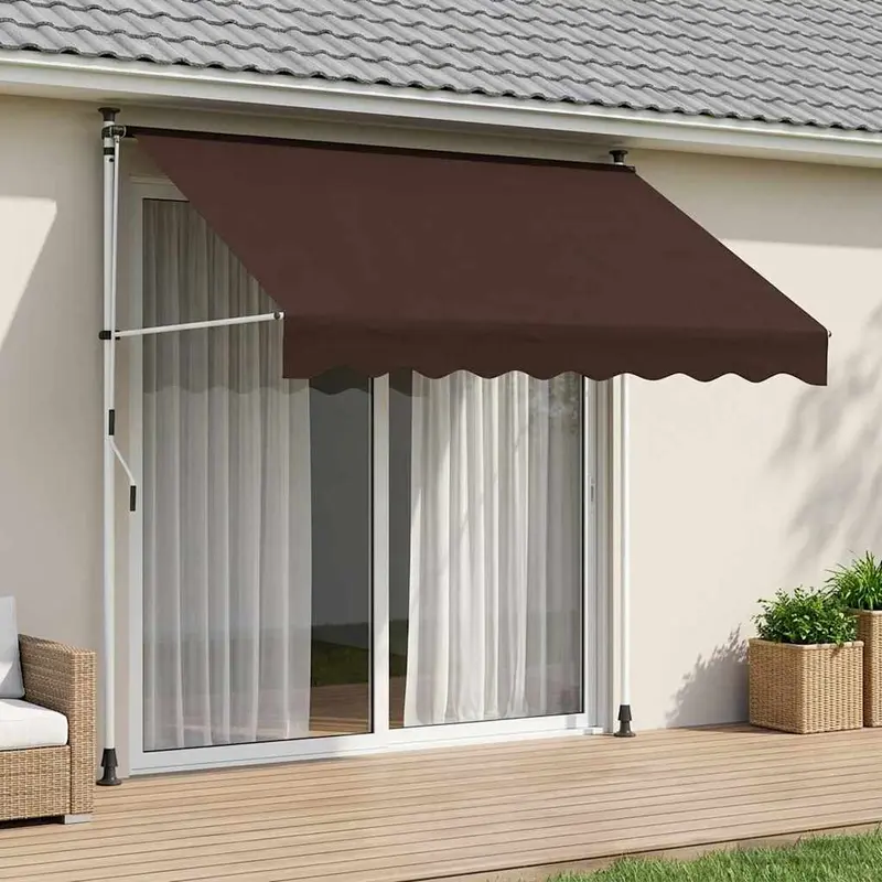 Vidaxl handmatig uitschuifbare luifel bruin 350 cm