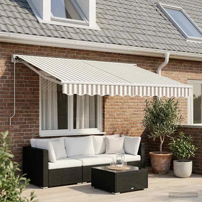 Vidaxl handmatig uitschuifbare luifel lichtgrijs en wit. 3 x 2,5 m