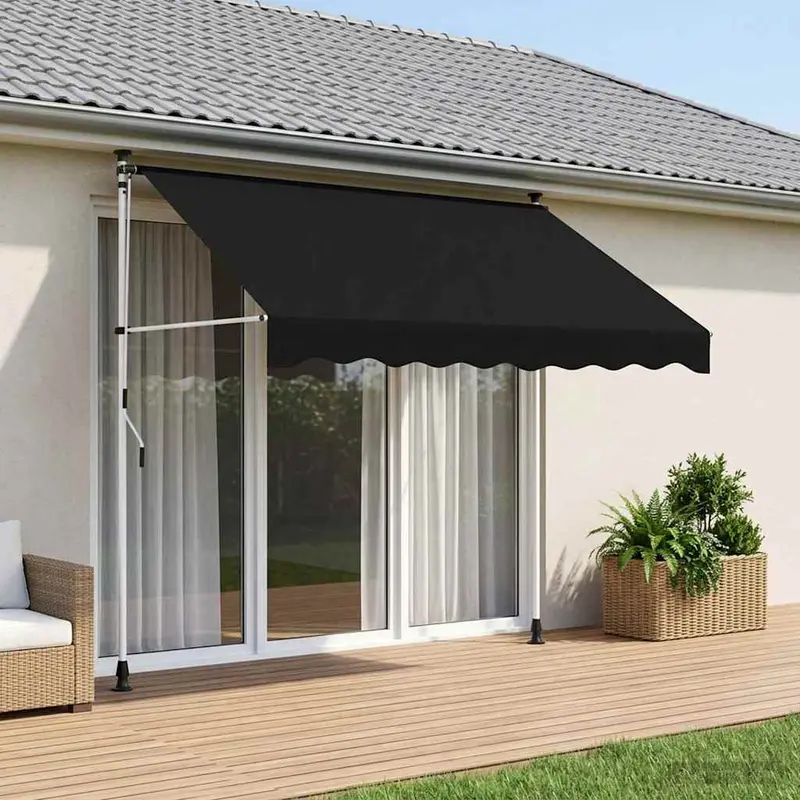 Vidaxl handmatig uitschuifbare luifel zwart 250 cm