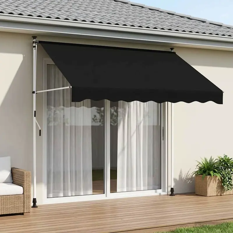 Vidaxl handmatig uitschuifbare luifel zwart 300 cm