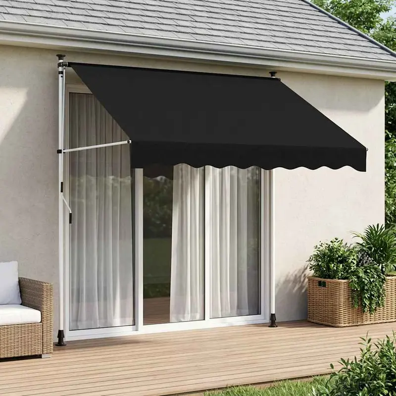 Vidaxl handmatig uitschuifbare luifel zwart 350 cm