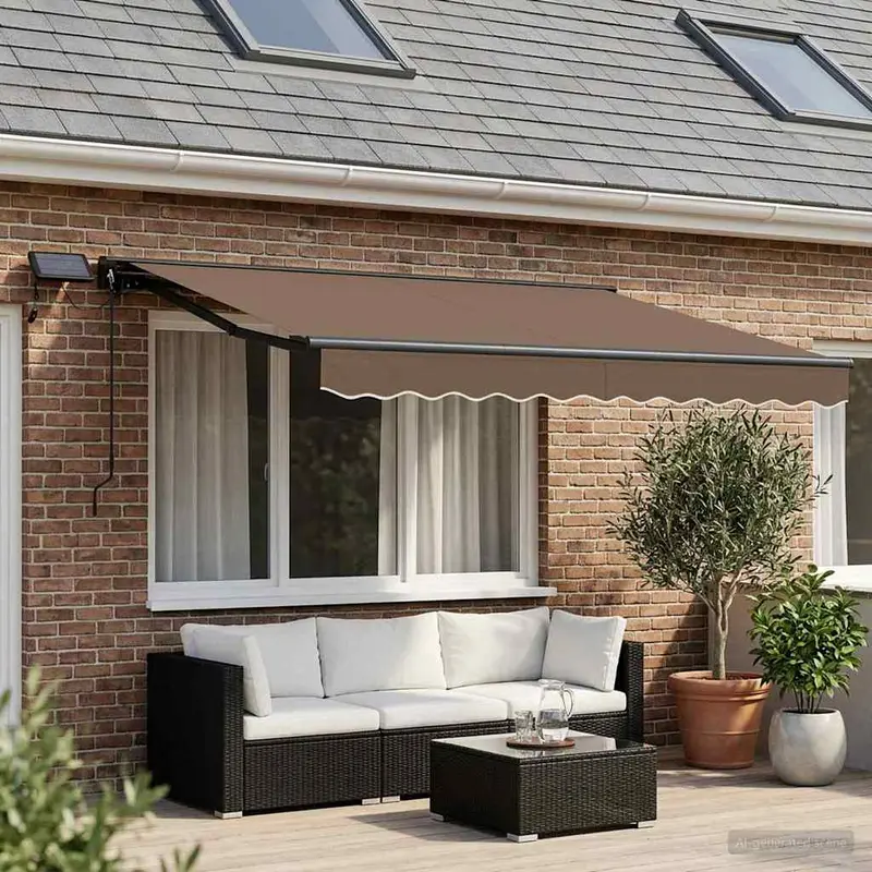 Vidaxl handmatige luifelhouder met led's taupe 3 x 2,5 m