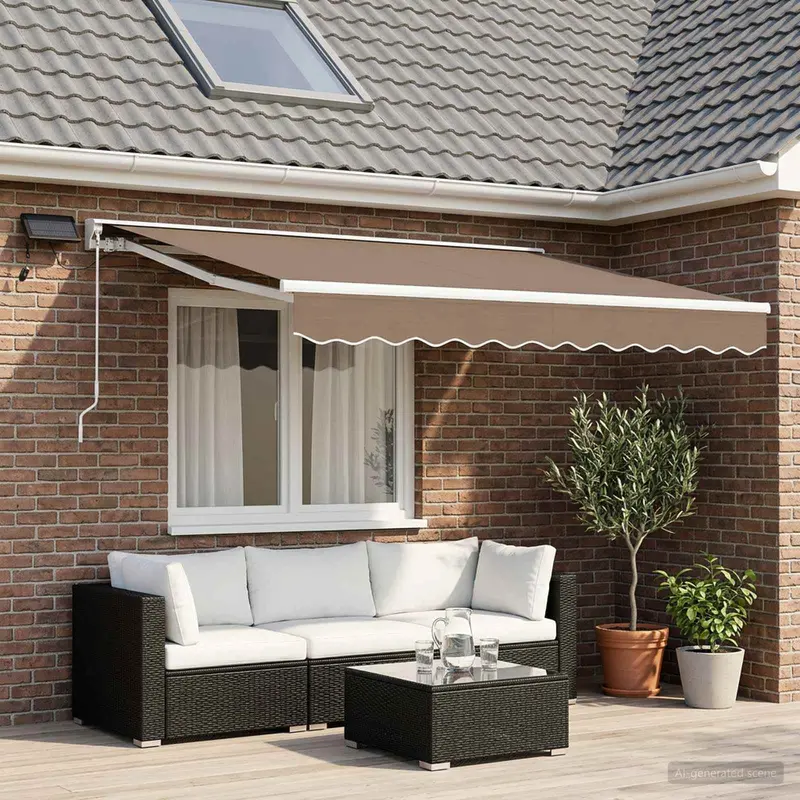 Vidaxl handmatige luifelhouder met led's taupe 3 x 2,5 m
